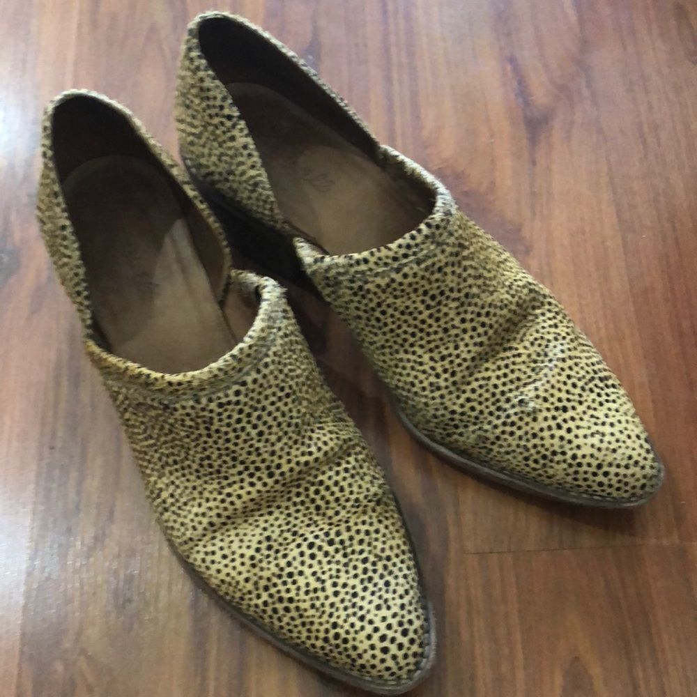 Madewell Brady Low cowboy Booties leopard cheetah fur. 39 1/2